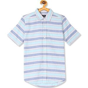 The Children's Place boy Short Sleeve Striped Chambray Button Down Shirt…